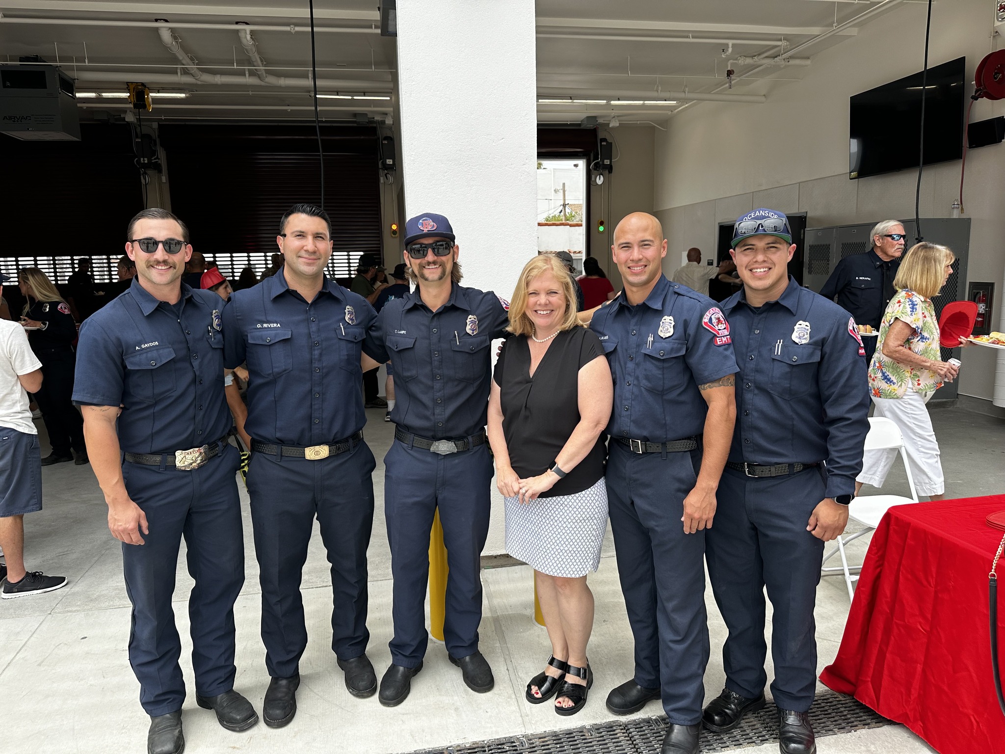 Laura Bassett with Firefighters